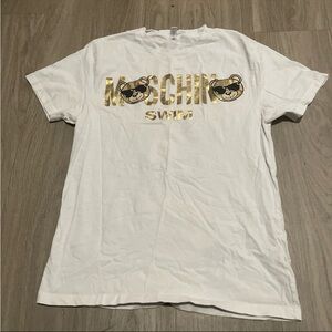 Moschino White and Gold Short Sleeve Tee